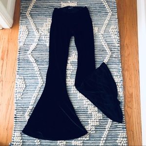 Brandy Melville Black Velvet Stretch Bell Bottoms